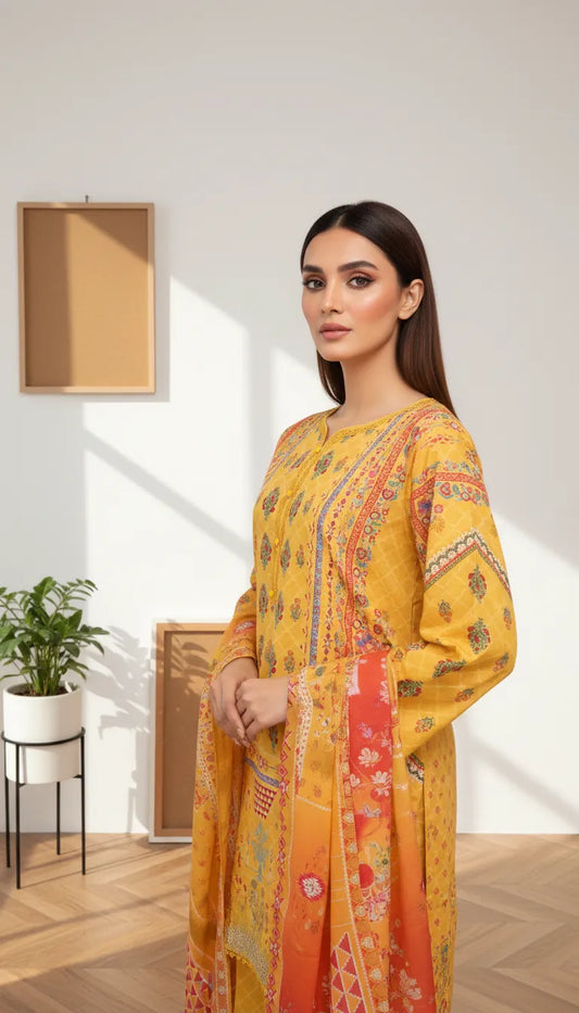 Zyra 3 Piece Printed Lawn Suit Unstitched