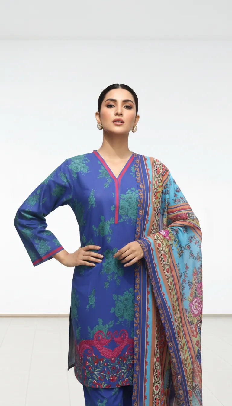 Sāhilé 3 Piece Printed Lawn Suit Unstitched