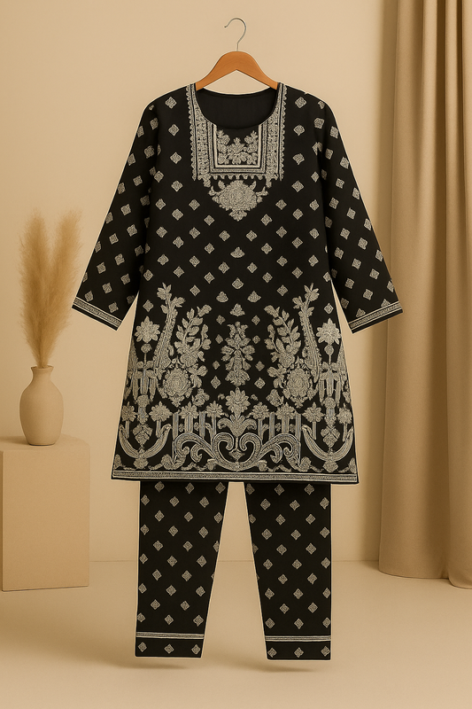 Inaya – Artistic Black & White 2PC Lawn Suit