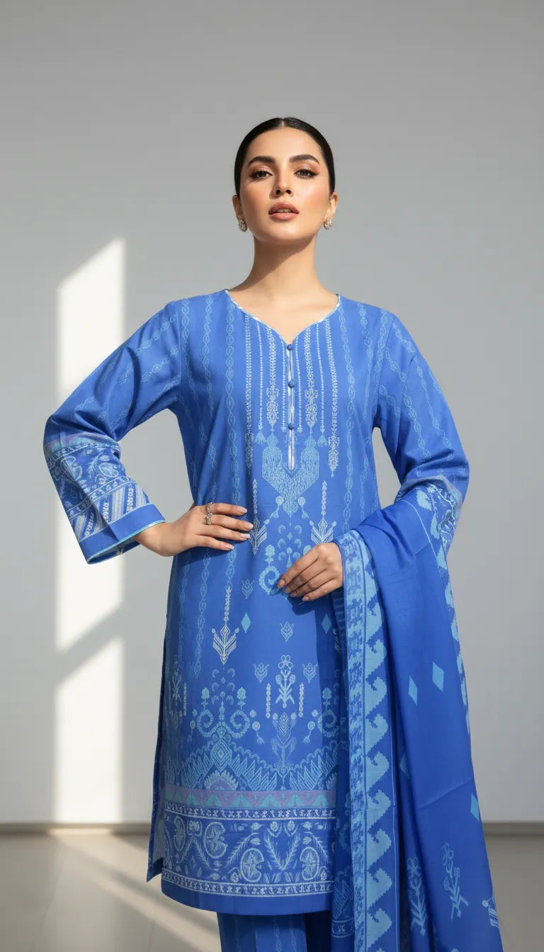 Zemira 3 Piece Printed Lawn Suit Unstitched