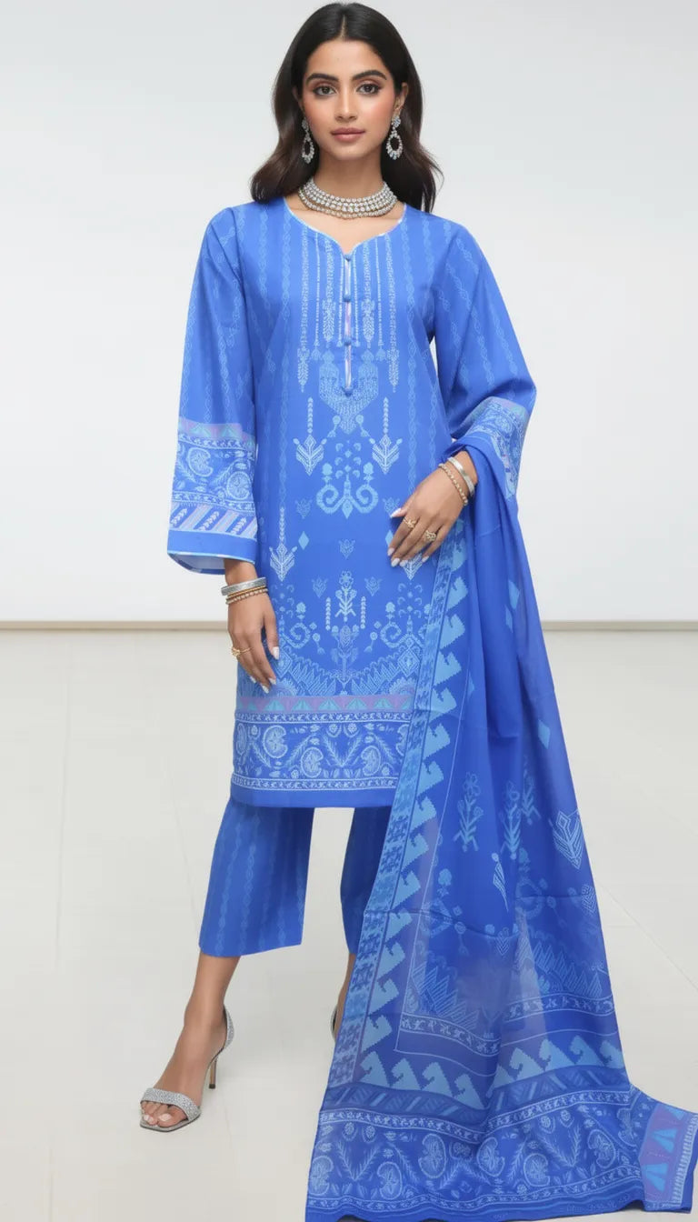 Zemira 3 Piece Printed Lawn Suit Unstitched