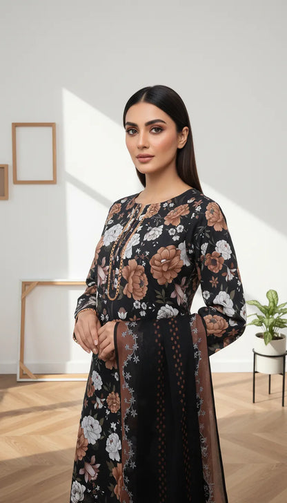 Rova 3 Piece Printed Lawn Suit Unstitched
