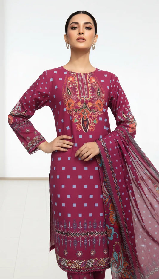 Eireneh 3 Piece Printed Lawn Suit Unstitched