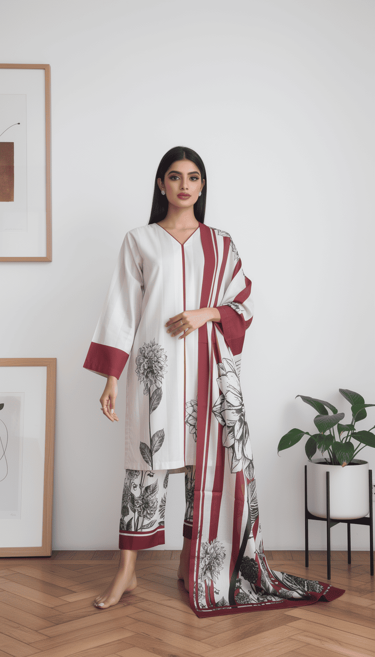 Nysha 3 Piece Printed Lawn Suit Unstitched