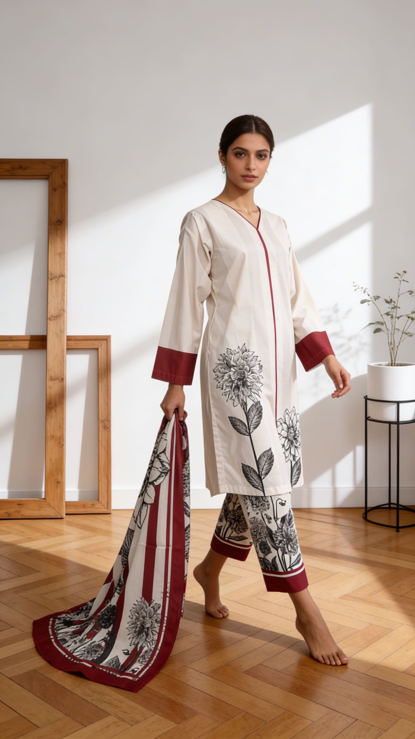 Nysha 3 Piece Printed Lawn Suit Unstitched