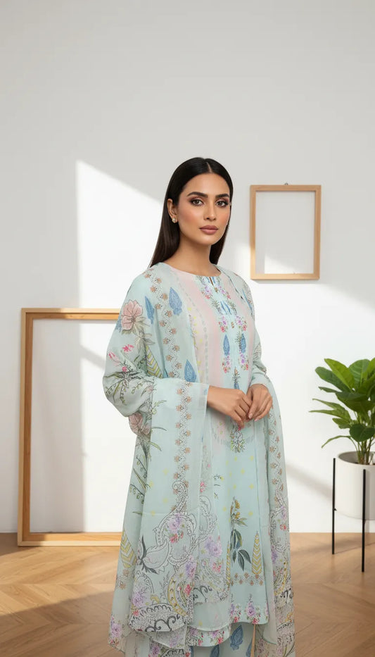 Seriq 3 Piece Printed Lawn Suit Unstitched