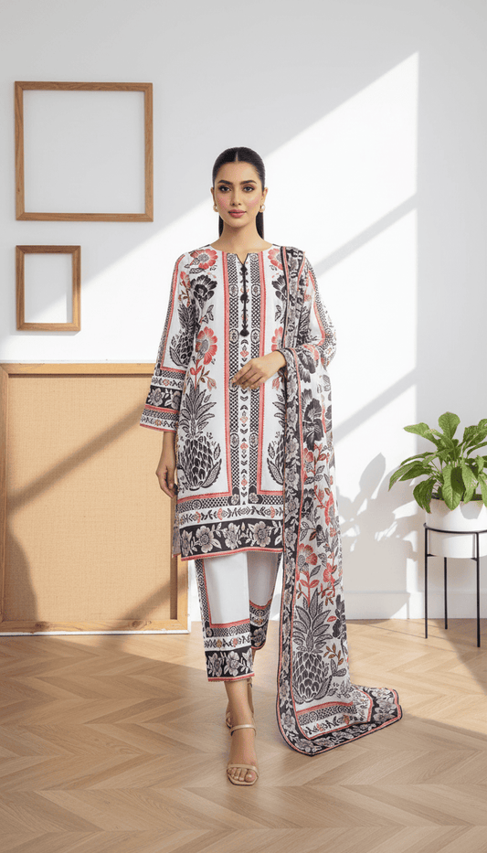 Véya 3 Piece Printed Lawn Suit Unstitched