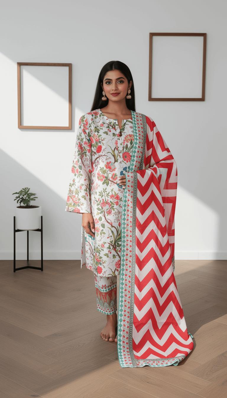 Zoe 3 Piece Printed Lawn Suit Unstitched
