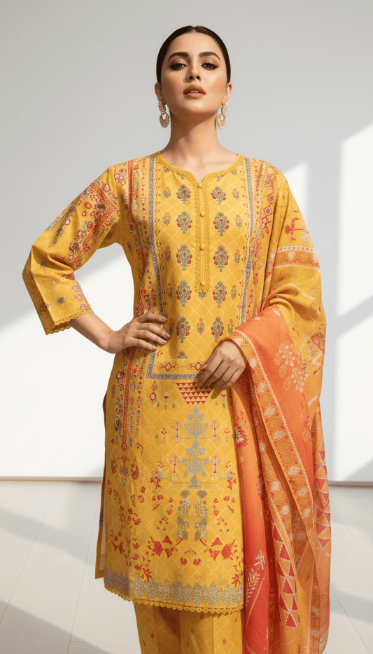 Zyra 3 Piece Printed Lawn Suit Unstitched