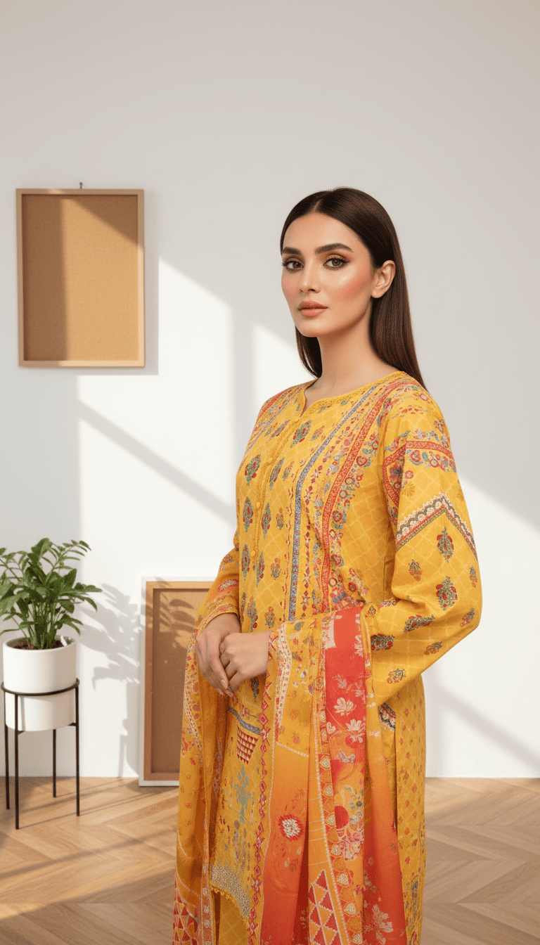 Zyra 3 Piece Printed Lawn Suit Unstitched