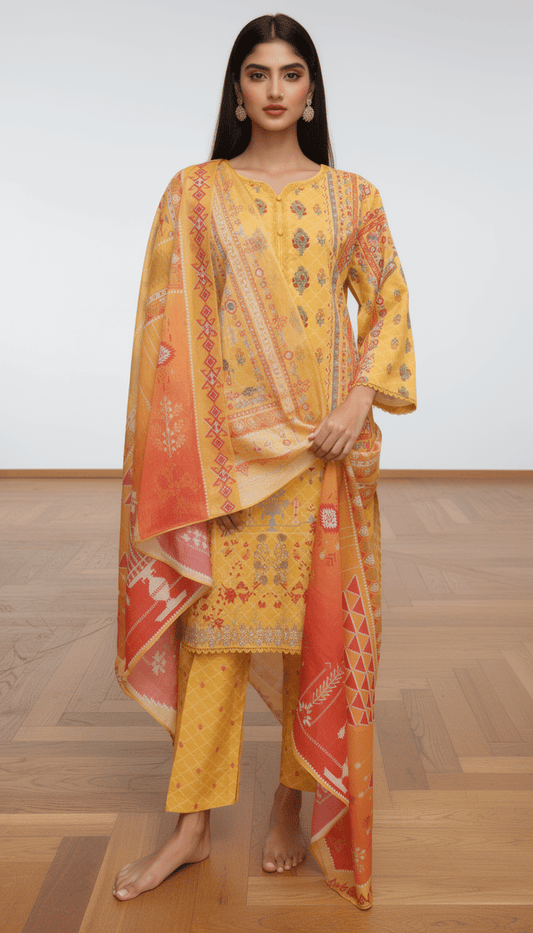 Zyra 3 Piece Printed Lawn Suit Unstitched