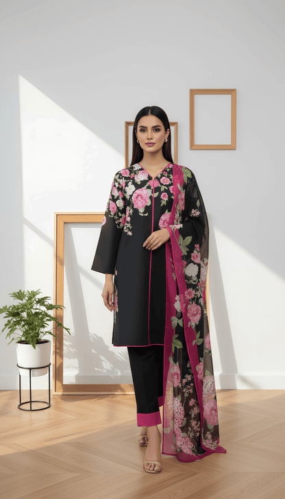 Rué 3 Piece Printed Lawn Suit Unstitched