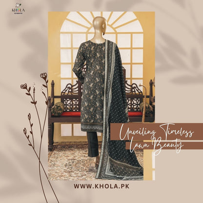 Lawn Pakistani Suits | Unstitched Printed Lawn Suit With Printed Lawn Dupatta