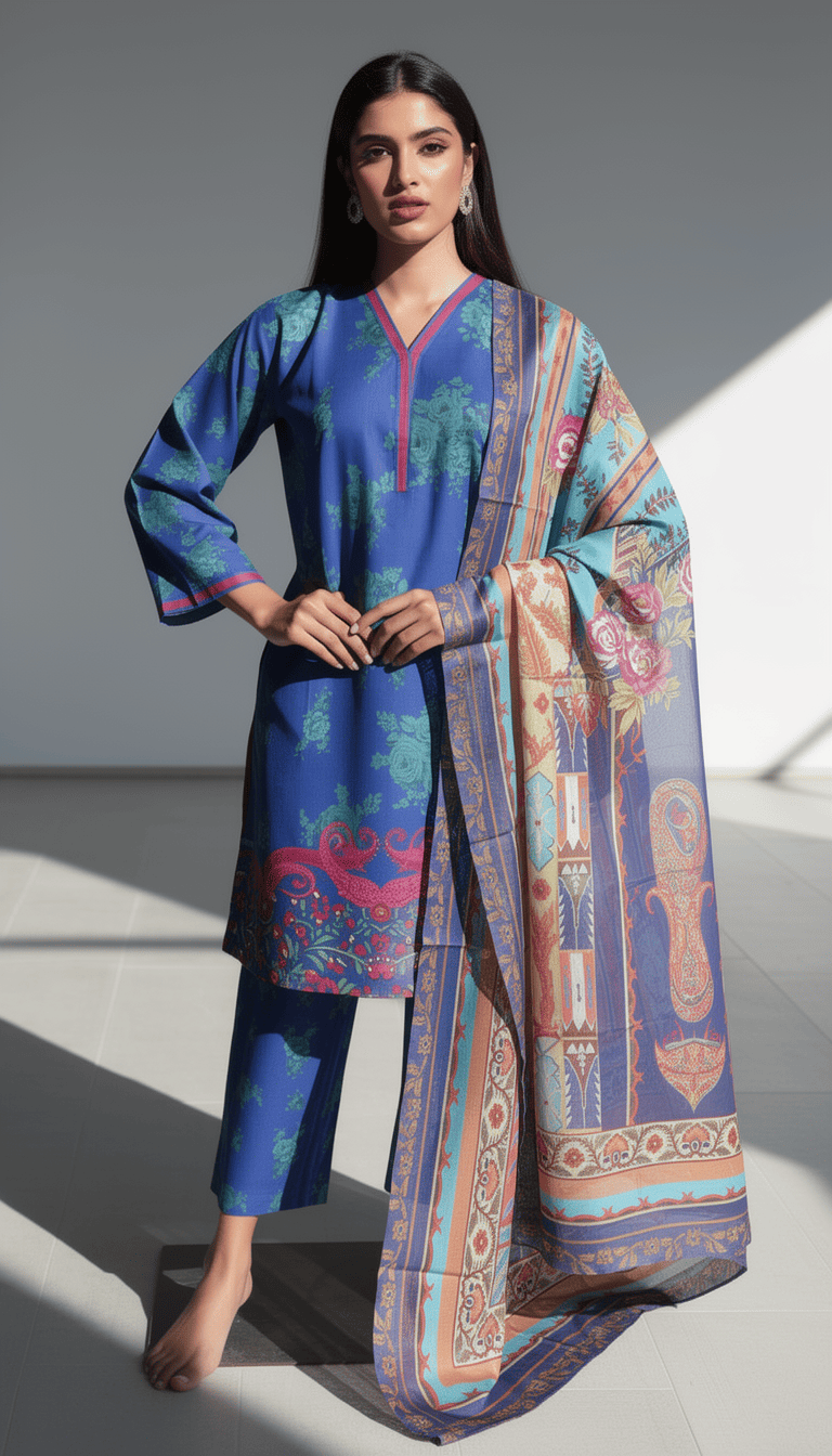 Sāhilé 3 Piece Printed Lawn Suit Unstitched