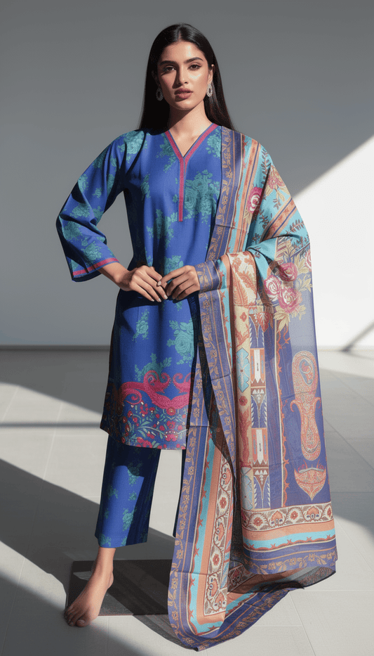 Sāhilé 3 Piece Printed Lawn Suit Unstitched