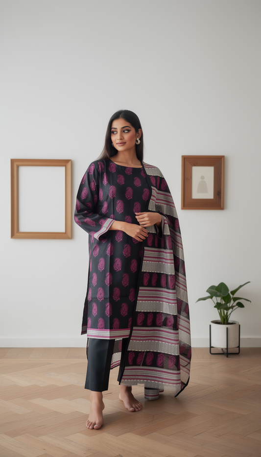 Kovah 3 Piece Printed Lawn Suit Unstitched