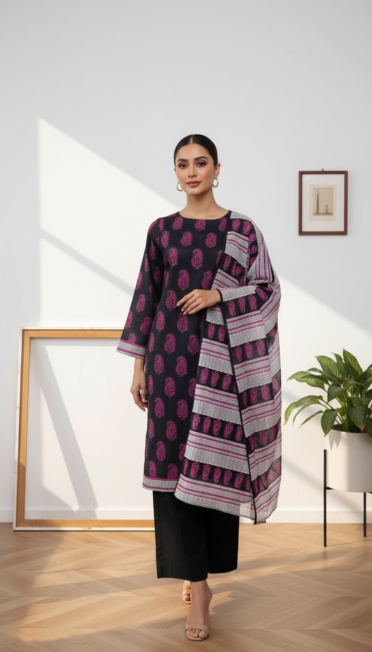 Kovah 3 Piece Printed Lawn Suit Unstitched