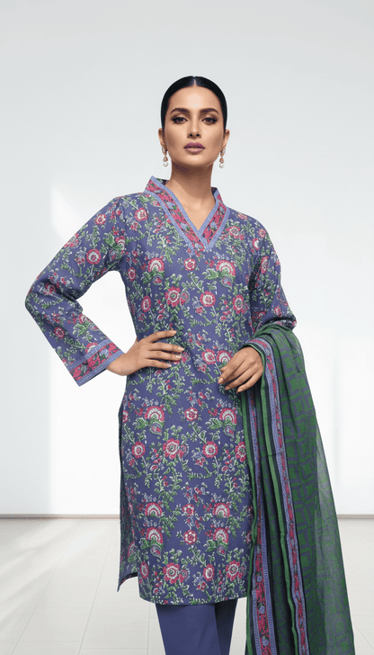 Meira 3 Piece Printed Lawn Suit Unstitched