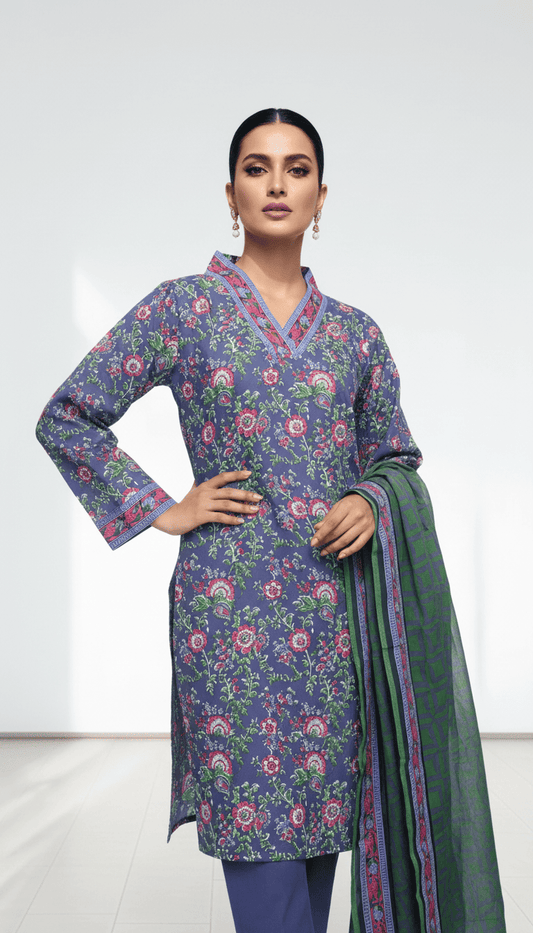 Meira 3 Piece Printed Lawn Suit Unstitched