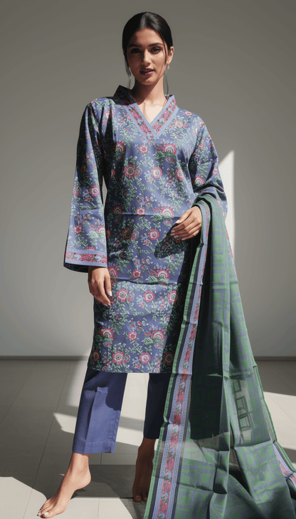 Meira 3 Piece Printed Lawn Suit Unstitched