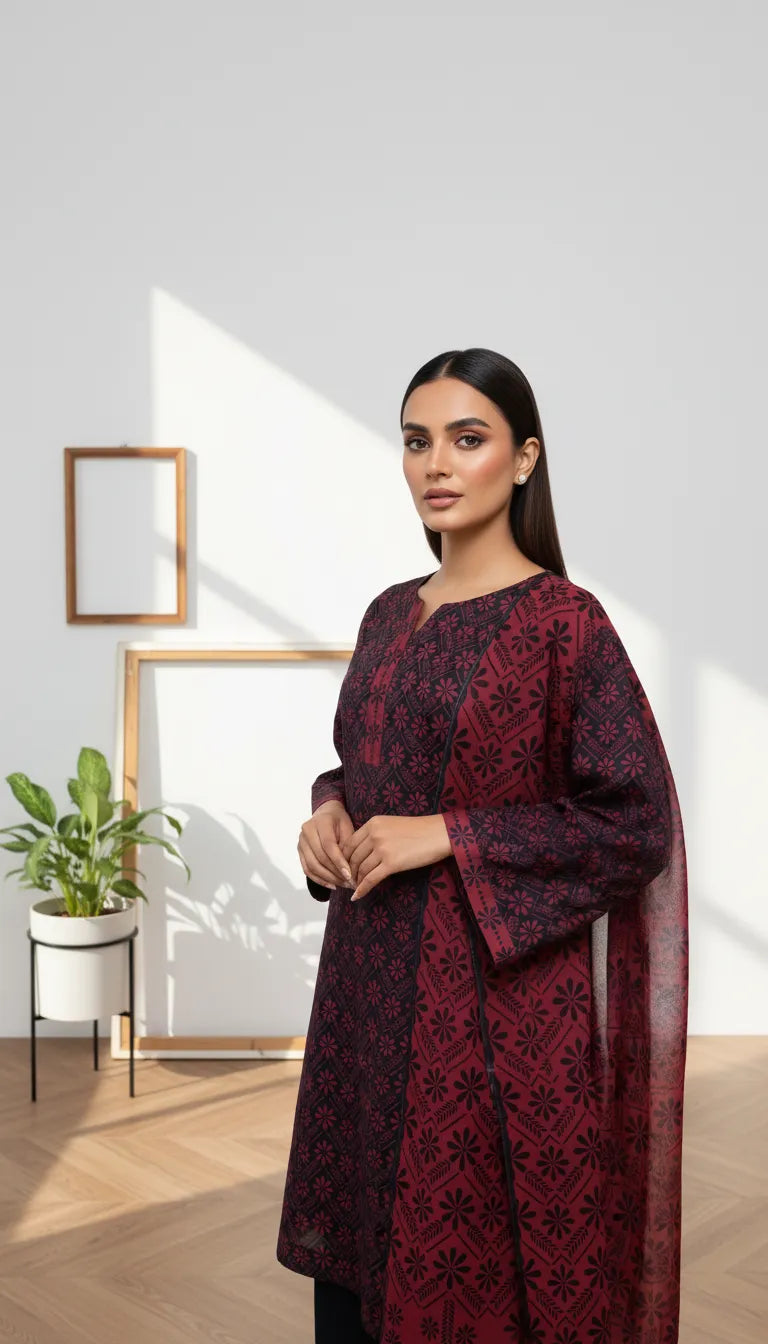 Lunara 3 Piece Printed Lawn Suit Unstitched