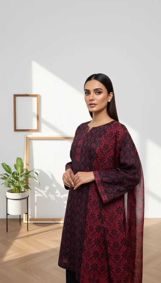 Lunara 3 Piece Printed Lawn Suit Unstitched