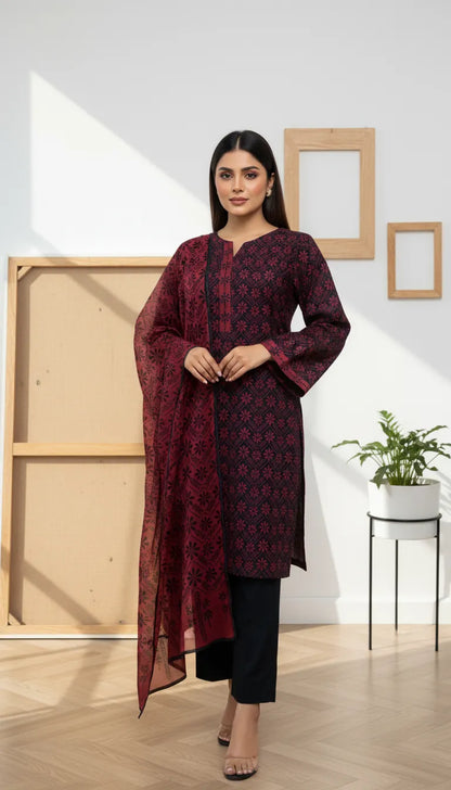 Lunara 3 Piece Printed Lawn Suit Unstitched