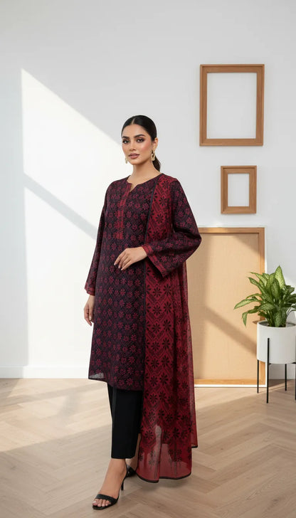 Lunara 3 Piece Printed Lawn Suit Unstitched