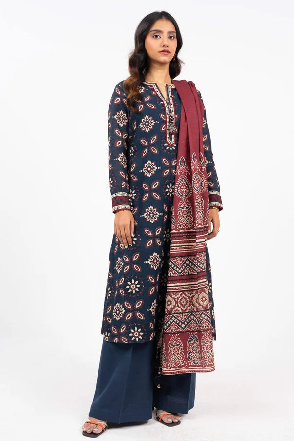 Pakistani Khaddar Suits | 3 Piece Unstitched Printed Khaddar Suit With Printed Khaddar Dupatta