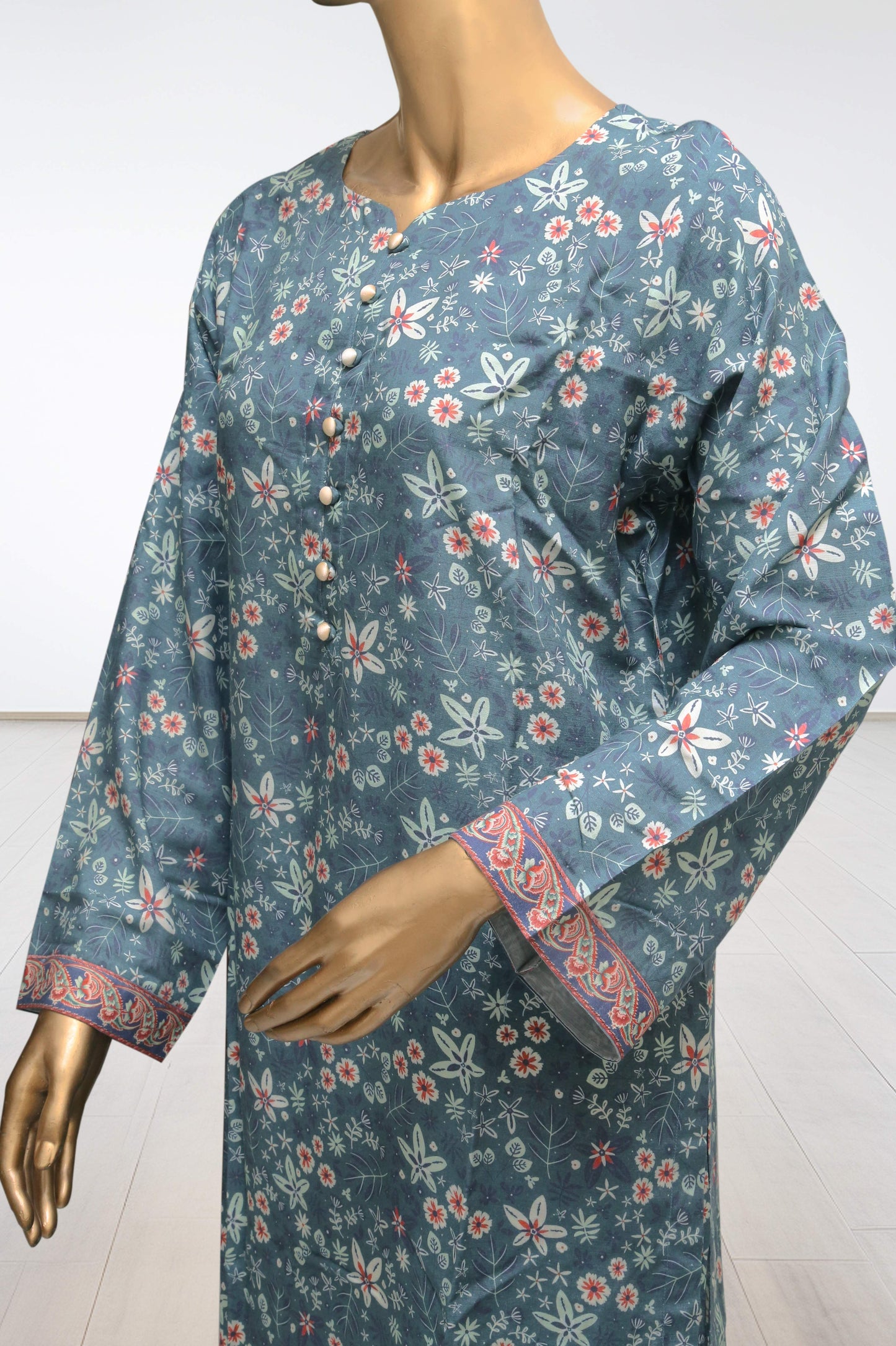 D10 - Raw Silk Viscose – 3 Piece Printed Suit