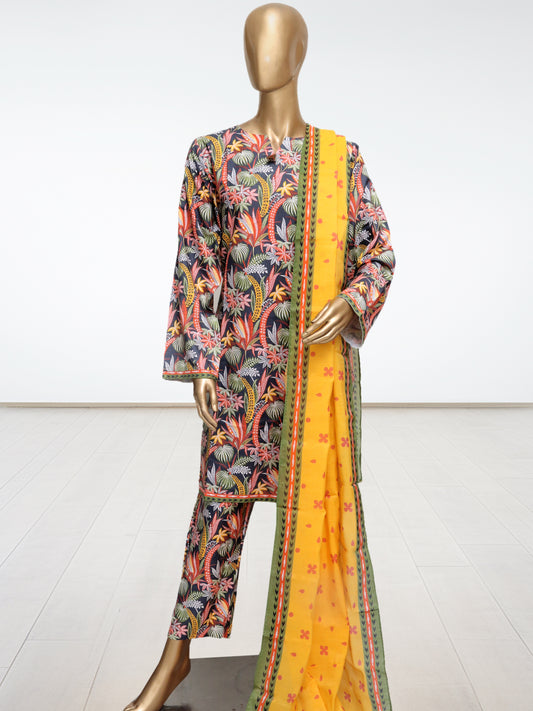 D2 - Raw Silk – 3 Piece Printed Suit