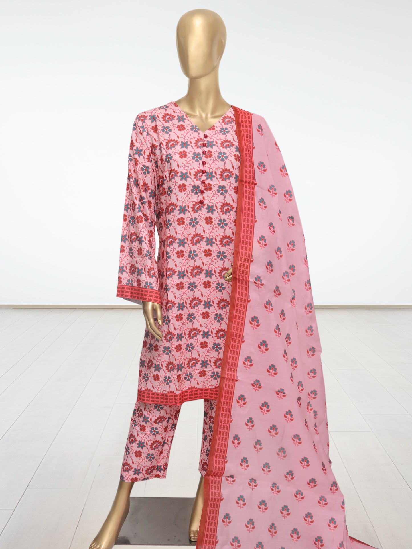 D3 - Raw Silk – 3 Piece Printed Suit