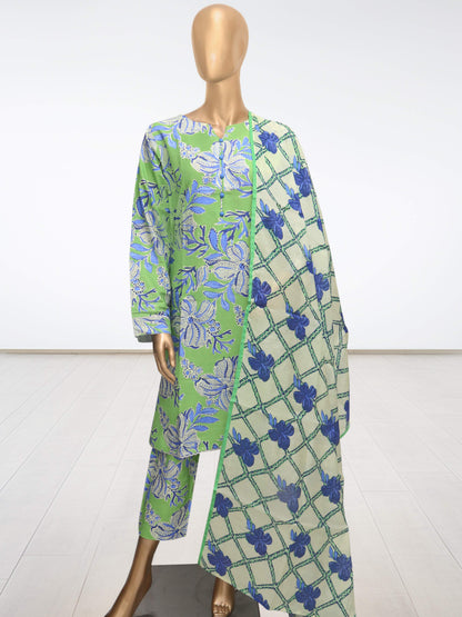 D7 - Raw Silk Viscose – 3 Piece Printed Suit