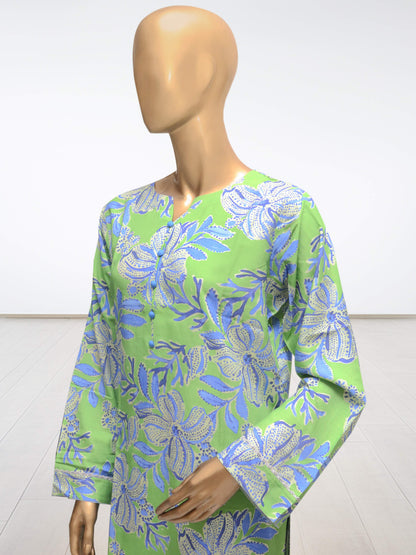 D7 - Raw Silk Viscose – 3 Piece Printed Suit