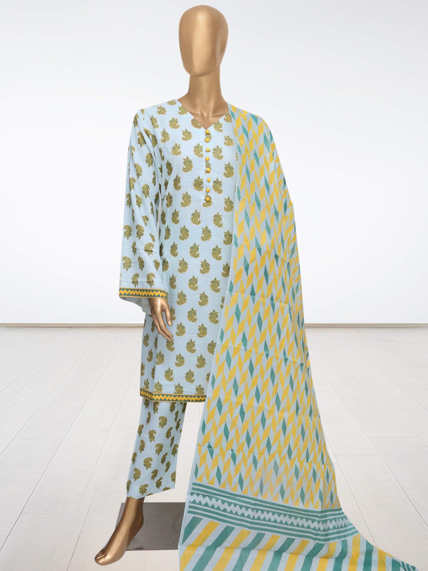 D4 - Raw Silk – 3 Piece Printed Suit