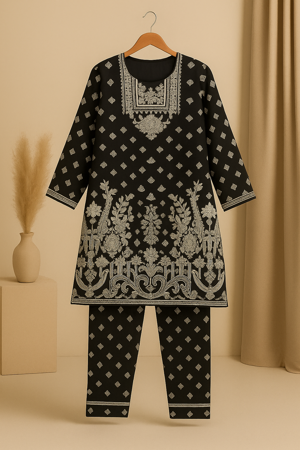 Inaya – Artistic Black & White 2PC Lawn Suit 