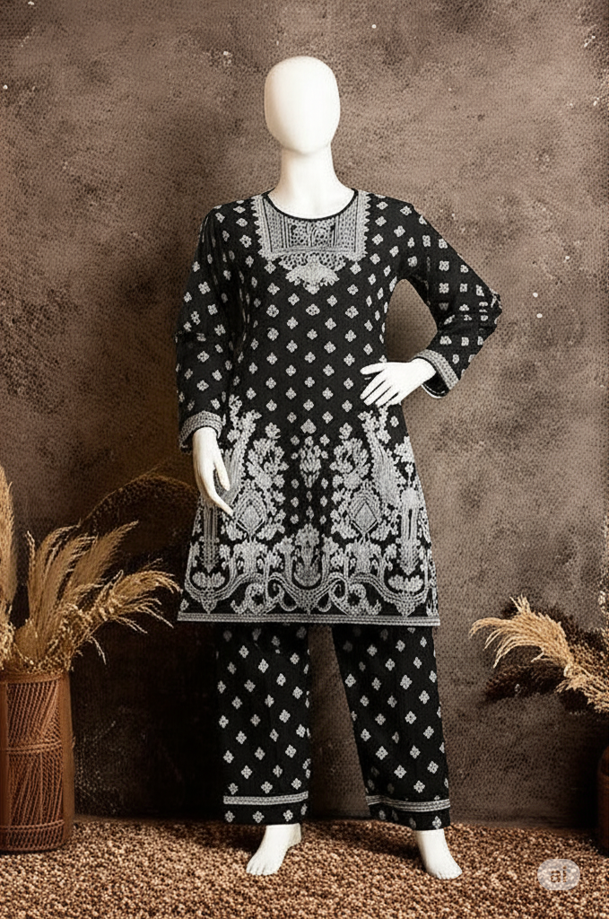 Inaya – Artistic Black & White 2 PC Lawn Suit 