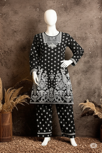 Inaya – Artistic Black & White 2 PC Lawn Suit 