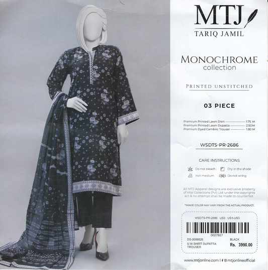 MTJ Summer Lawn – Unstitched 3PC Printed Lawn Dress Design for Women 2025