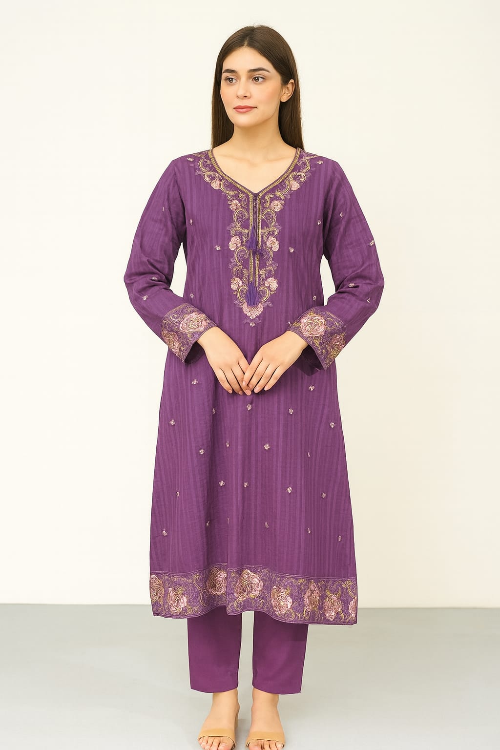 Soot-o-Saaz – Kashish| Ready to Wear 3 Piece Cotton Embroidered Suit