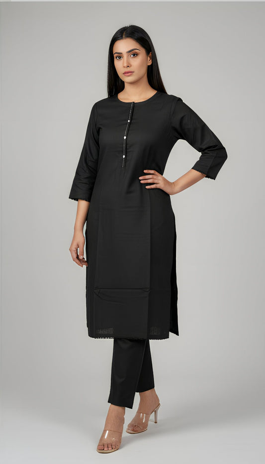 Soot-o-Saaz – Mehez | Black Textured Cotton 2-Piece Set