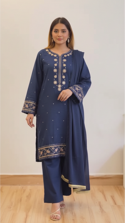 Soot-o-Saaz – Kashish| Ready to Wear 3 Piece Cotton Embroidered Suit