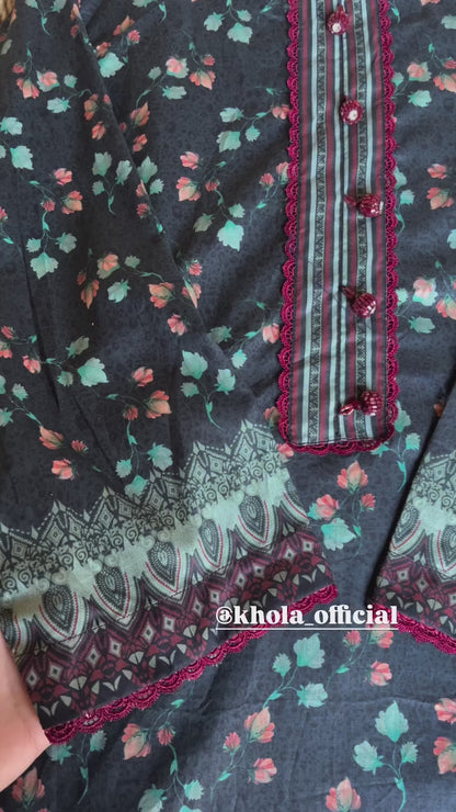 Printed Lawn Suits Designs | Unstitched Lawn Suit With Printed Lawn Dupatta
