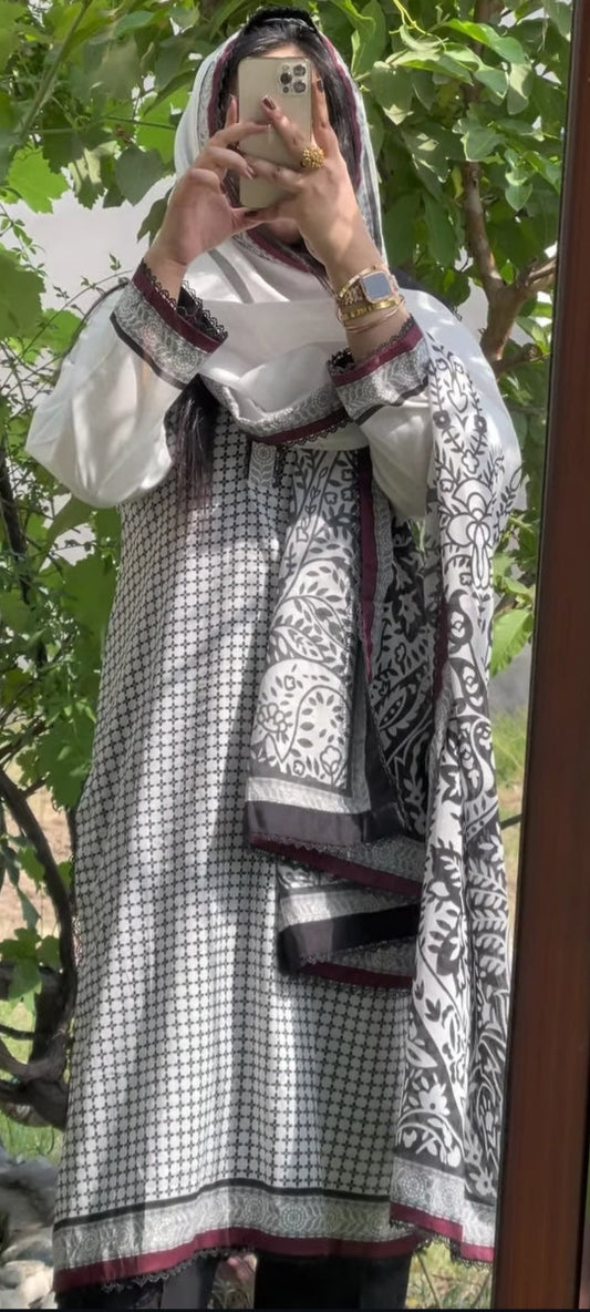 Branded Lawn Suits | 3 Piece Unstitched Printed Cotton Premier Lawn Suit With Printed Dupatta